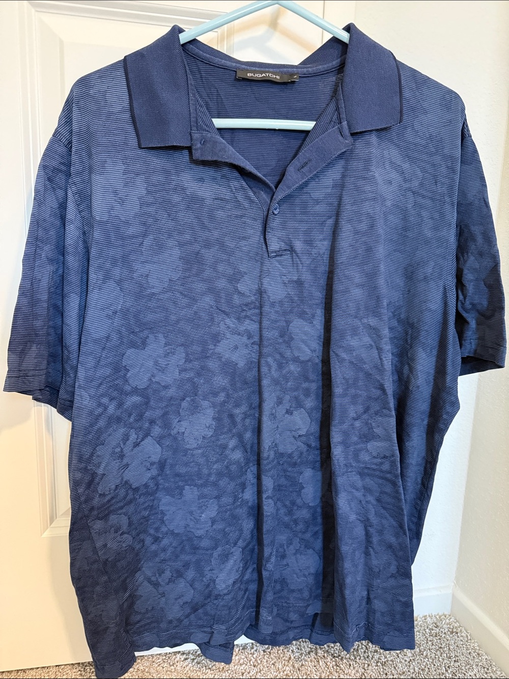 Bugatchi Blue Floral Jacquard Polo